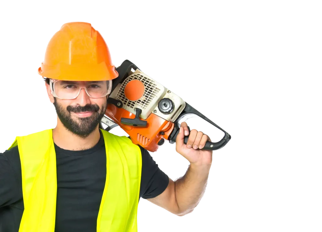 man holding angle grinder